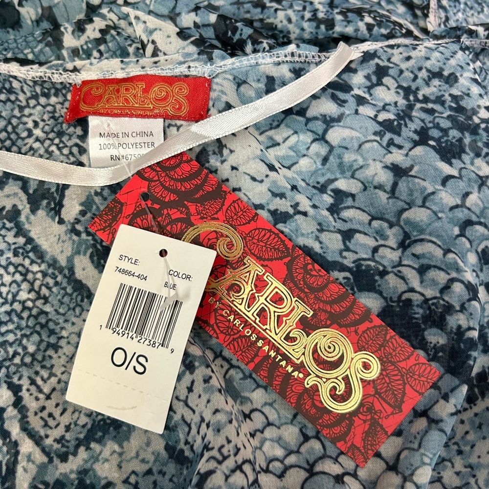 Carlos Santana Blue Snakeskin Print Kaftan Dress One Size NWT - Picture 3 of 11